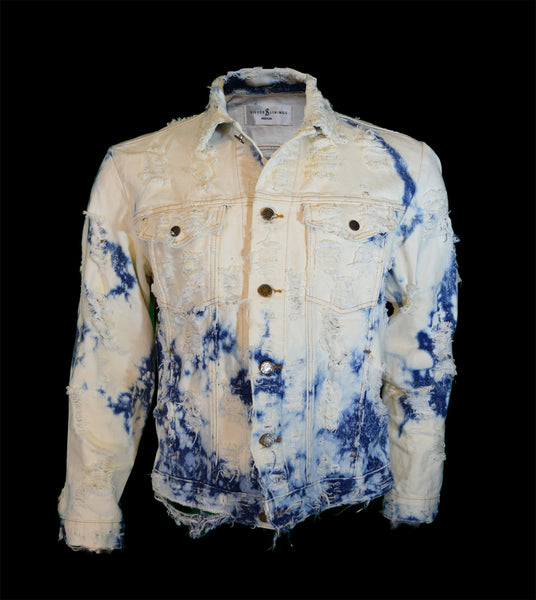 Distressed Denim Skull Patch Jacket