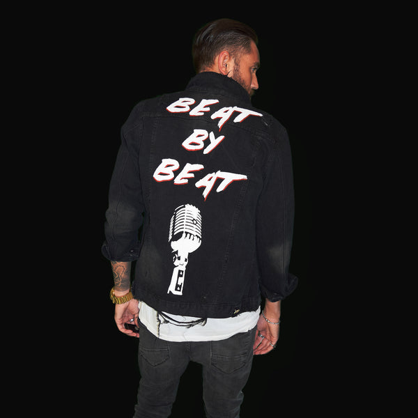 Custom Hand Painted Retro Mic Denim Jacket- Limited Edition