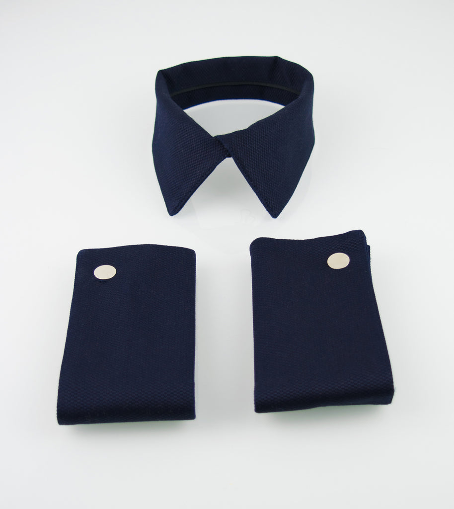 Midnight Blue Pique Collar&Cuffs