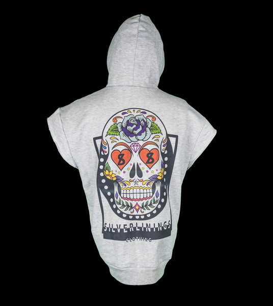 Sugar Skull Cut-Off Hoodie
